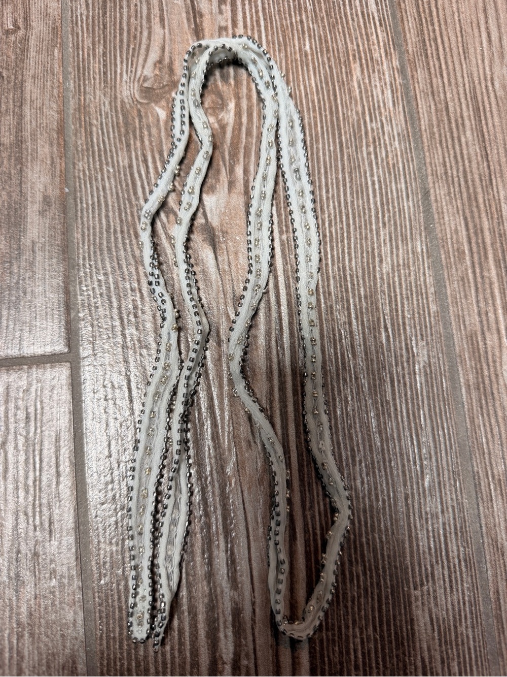 Light gray with Silver Beaded Women’s Hair Wrap Necklace